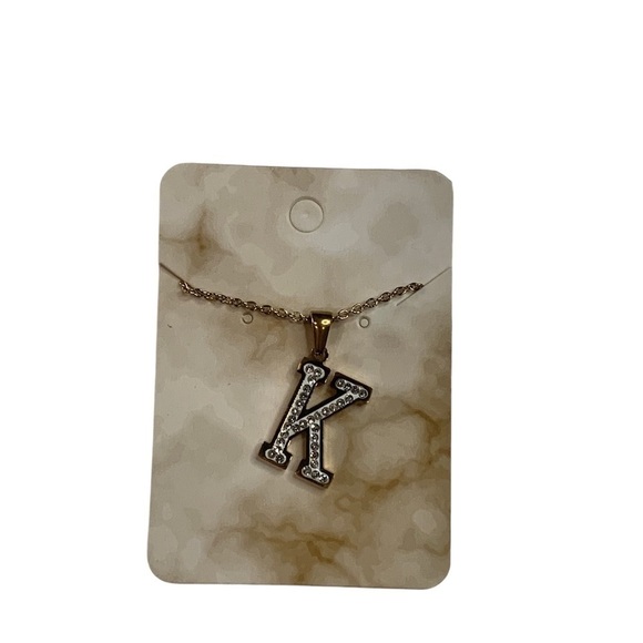 Gold K initial necklace - Picture 1 of 5